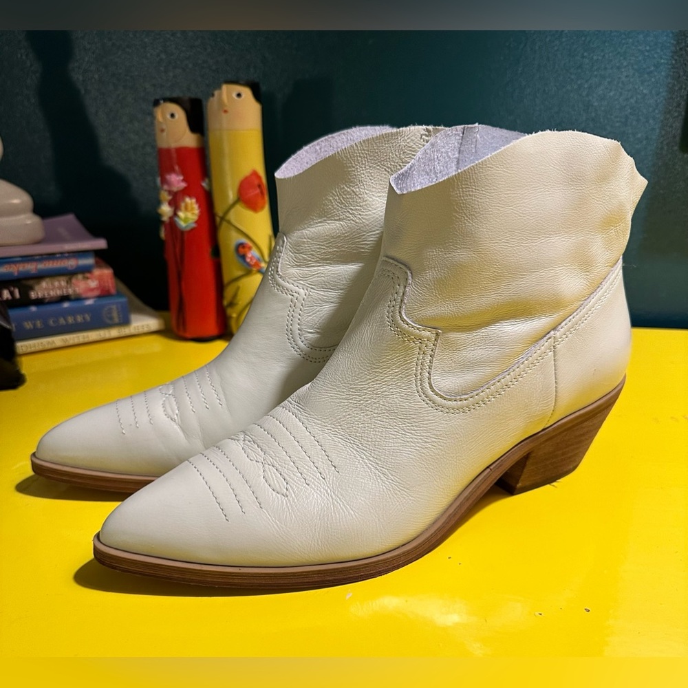 White Ankle Cowboy Style Booties